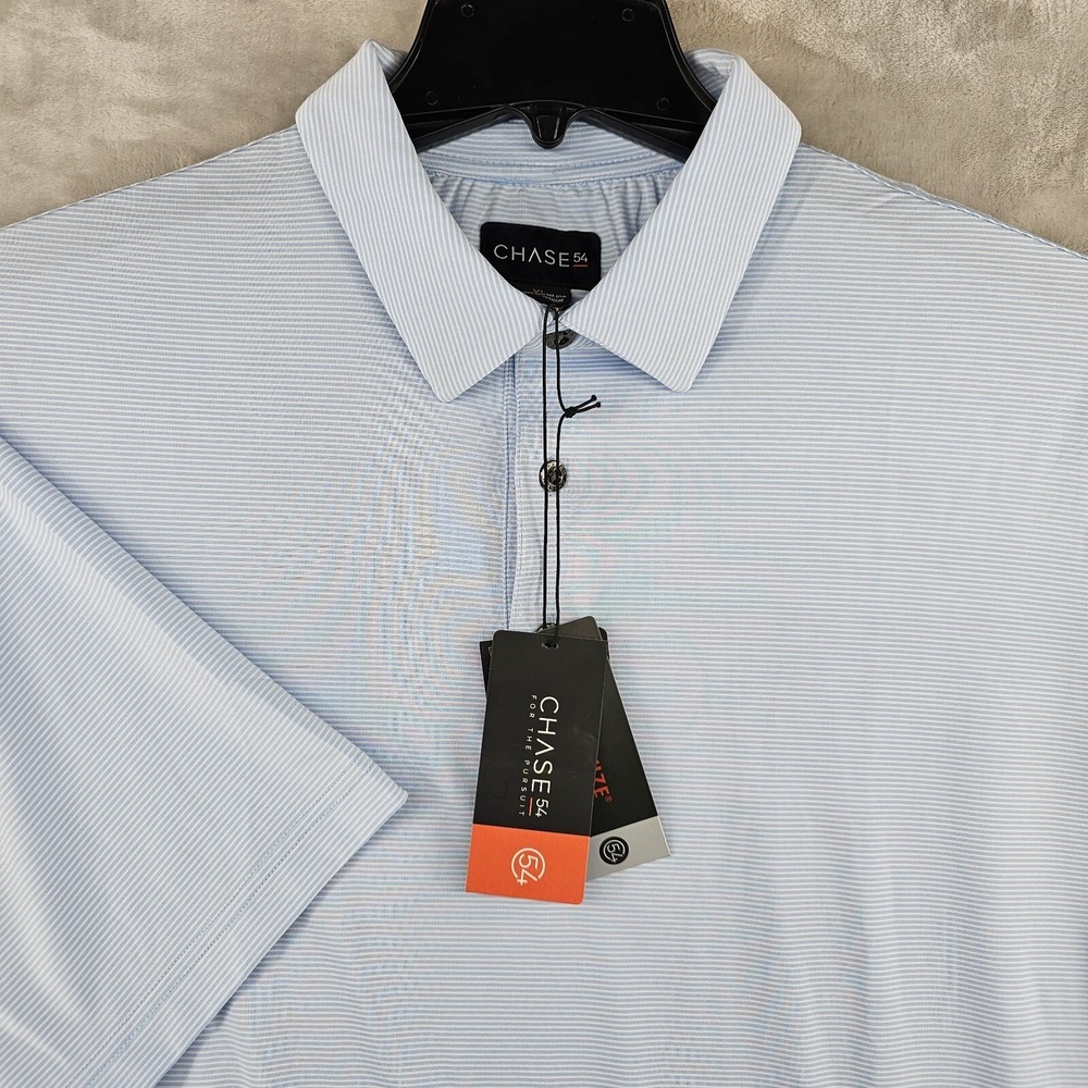 Chase 54 Polo Shirt Mens XL Skylight Blue Striped Drift Performance ME1105 NWT